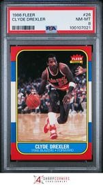 1986 Fleer #26 Clyde Drexler PSA 8