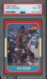 1986 Fleer Basketball #68 Karl Malone RC PSA 8