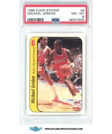 1986 Fleer Sticker #8 Michael Jordan RC PSA 8