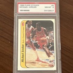 1986 Fleer Sticker #8 Michael Jordan Rookie PSA 8