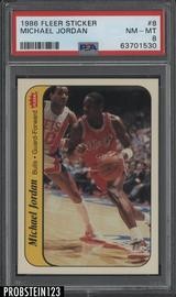 1986 Fleer Sticker Basketball #8 Michael Jordan RC PSA 8