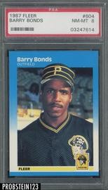 1987 Fleer #604 Barry Bonds RC PSA 8