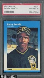 1987 Fleer #604 Barry Bonds RC PSA 8