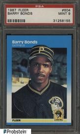 1987 Fleer #604 Barry Bonds RC PSA 9