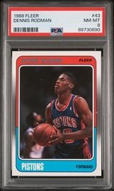 1988 Fleer #43 Dennis Rodman RC PSA 8