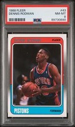 1988 Fleer #43 Dennis Rodman RC PSA 8