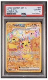 2024 Pokemon Surging Sparks #247 Pikachu ex Hyper Rare PSA 10